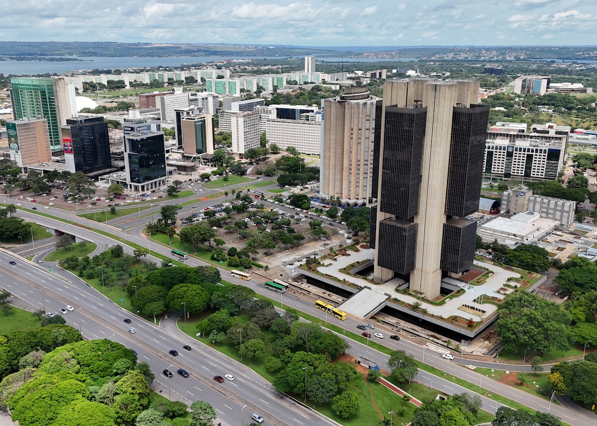 Drone view of Brazilian central bank's headquarters in Brasilia